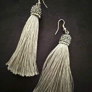 Elegant Silver Tassel Earrings